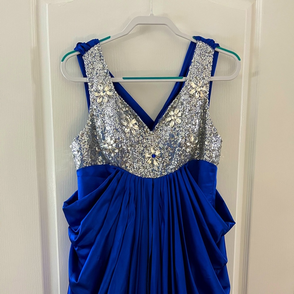 Royal Blue Prom Dress with Sequin Bodice